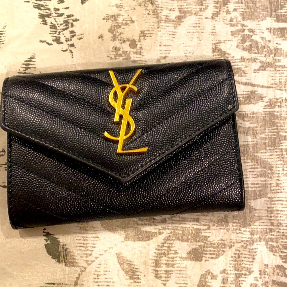 Yves saint Laurent monogram black with gold wallet